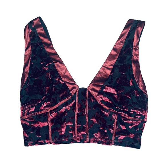 Free People Other - Free People Womans Burgundy Velvet Midnight Crop Top Size Small